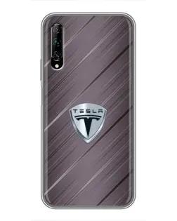 Чехол для Huawei Y7 Pro 2019 с картинкой «Металлическая текстура Tesla»