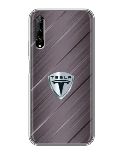 Чехол для Huawei Y7 Pro 2019 с картинкой «Металлическая текстура Tesla»