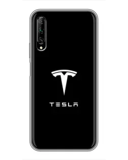 Чехол для Huawei Y7 Pro 2019 с картинкой «Tesla White Logo»