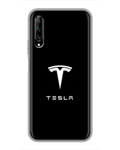 Чехол для Huawei Y7 Pro 2019 с картинкой «Tesla White Logo»