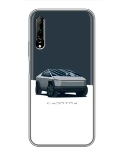 Чехол для Huawei Y7 Pro 2019 с картинкой «Серебристый Cybertruck Tesla»