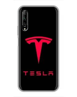 Чехол для Huawei Y7 Pro 2019 с картинкой «Tesla Red Logo»