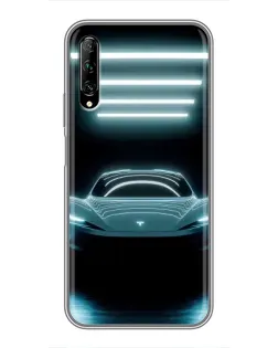Чехол для Huawei Y7 Pro 2019 с картинкой «Tesla в неоне»