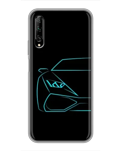 Чехол для Huawei Y7 Pro 2019 с картинкой «Голубой силуэт Lamborghini»