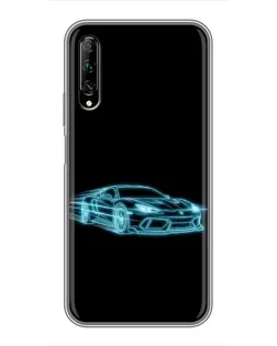 Чехол для Huawei Y7 Pro 2019 с картинкой «Неоновый контур Lamborghini»
