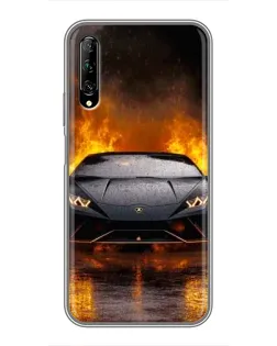 Чехол для Huawei Y7 Pro 2019 с картинкой «Lamborghini в огне»