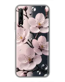 Чехол для Huawei Y7 Pro 2019 с картинкой «Нежная сакура и капли»