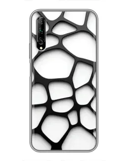 Чехол для Huawei Y7 Pro 2019 с картинкой «Белая объемная сетка»