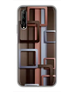 Чехол для Huawei Y7 Pro 2019 с картинкой «Коричневые объемные квадраты»