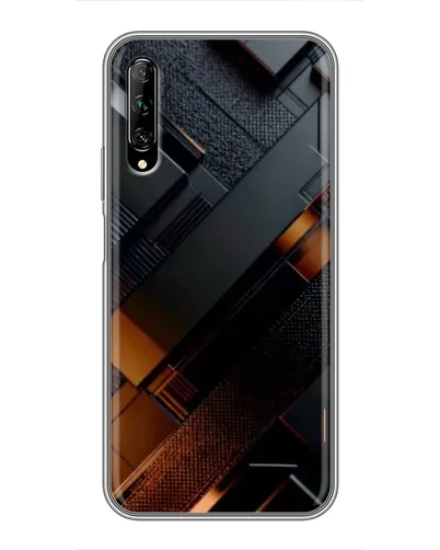 Чехол для Huawei Y7 Pro 2019 с картинкой «Черные геометрические блоки»