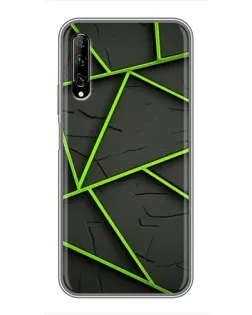 Чехол для Huawei Y7 Pro 2019 с картинкой «Зеленые геометрические линии»