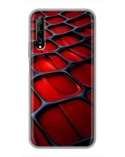 Чехол для Huawei Y7 Pro 2019 с картинкой «Красная глянцевая сетка»