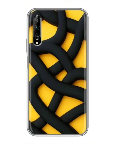 Чехол для Huawei Y7 Pro 2019 с картинкой «Черное желтое переплетение»