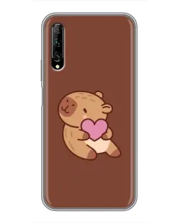Чехол для Huawei Y7 Pro 2019 с картинкой «Капибара с сердцем»