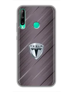 Чехол для Huawei Y7p (2020) с картинкой «Металлическая текстура Tesla»