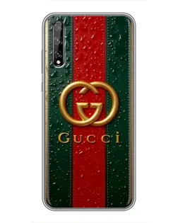 Чехол для Huawei P Smart S / Y8p (2020) с картинкой «Gucci — фирменная полоса и золото»