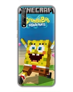 Чехол для Huawei P Smart S / Y8p (2020) с картинкой «Губка Боб Minecraft»
