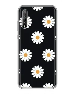 Чехол для Huawei P Smart S / Y8p (2020) с картинкой «Ромашки на черном»