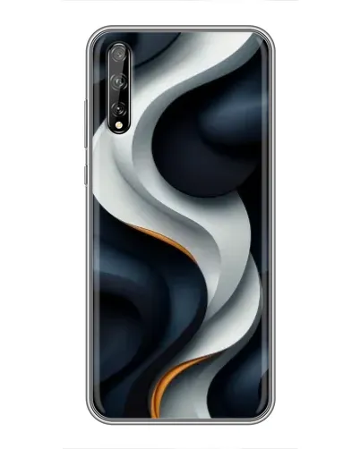 Чехол для Huawei P Smart S / Y8p (2020) с картинкой «Объемные черно-белые ленты»