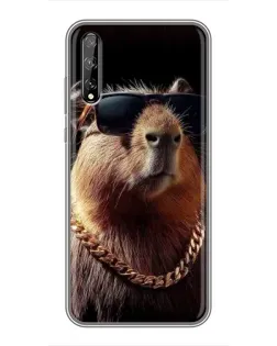 Чехол для Huawei P Smart S / Y8p (2020) с картинкой «Капибара золотая цепь»