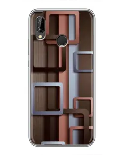 Чехол для Huawei Y9 2019 / Enjoy 9 Plus с картинкой «Коричневые объемные квадраты»