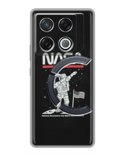 Чехол для Infinix GT 20 Pro с картинкой «NASA — шагаем по Луне»