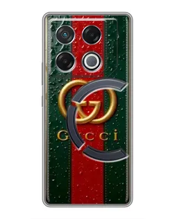 Чохол для Infinix GT 20 Pro з картинкою «Gucci — фірмова смуга та золото»
