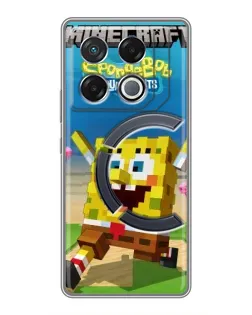 Чохол для Infinix GT 20 Pro з картинкою «Губка Боб Minecraft»