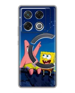 Чехол для Infinix GT 20 Pro с картинкой «Губка Боб и Патрик ночью»