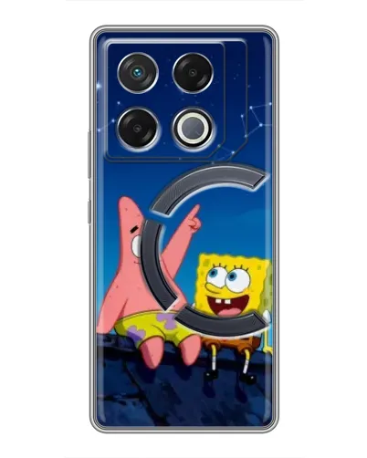 Чехол для Infinix GT 20 Pro с картинкой «Губка Боб и Патрик ночью»