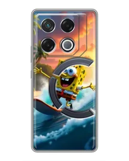 Чехол для Infinix GT 20 Pro с картинкой «Губка Боб серфингист»