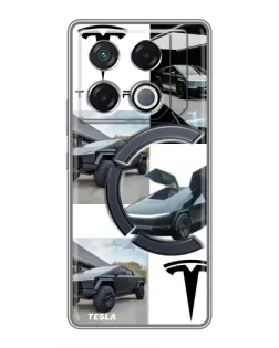 Чехол для Infinix GT 20 Pro с картинкой «Коллаж Cybertruck Tesla»