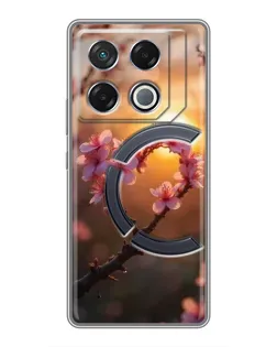 Чехол для Infinix GT 20 Pro с картинкой «Розовый цвет сердце на фоне заката» Чехол для Infinix GT 20 Pro с картинкой «Розовый цвет сердце на фоне заката»