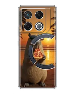Чехол для Infinix GT 20 Pro с картинкой «Капибара с пиццей»