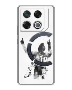 Чехол для Infinix GT 20 Pro с картинкой «Черно-белый силуэт Месси» Чехол для Infinix GT 20 Pro с картинкой «Черно-белый силуэт Месси»