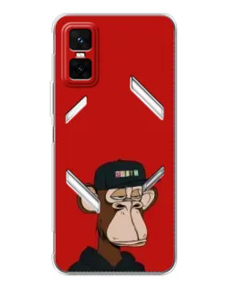 Чехол для Infinix GT 30 Pro с картинкой «Bored Ape — красный фон»