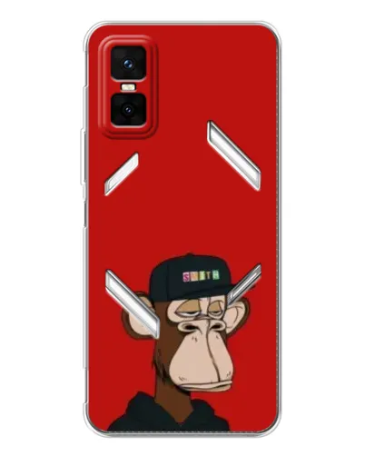Чехол для Infinix GT 30 Pro с картинкой «Bored Ape — красный фон»