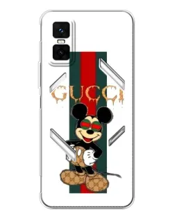 Чехол для Infinix GT 30 Pro с картинкой «Микки Маус Gucci — полосы»