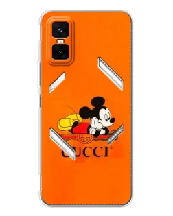Чехол для Infinix GT 30 Pro с картинкой «Микки Маус Gucci — оранж»