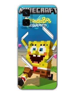 Чохол для Infinix GT 30 Pro з картинкою «Губка Боб Minecraft»