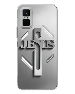 Чохол для Infinix GT 30 Pro з картинкою «Металевий хрест Jesus»