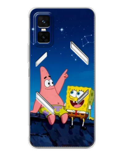 Чехол для Infinix GT 30 Pro с картинкой «Губка Боб и Патрик ночью»