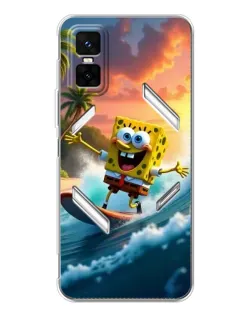Чехол для Infinix GT 30 Pro с картинкой «Губка Боб серфингист»