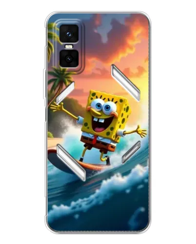 Чехол для Infinix GT 30 Pro с картинкой «Губка Боб серфингист»