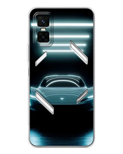 Чехол для Infinix GT 30 Pro с картинкой «Tesla в неоне»