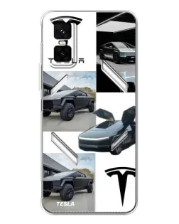 Чехол для Infinix GT 30 Pro с картинкой «Коллаж Cybertruck Tesla»