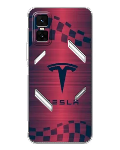 Чехол для Infinix GT 30 Pro с картинкой «Тесла красный карбон»