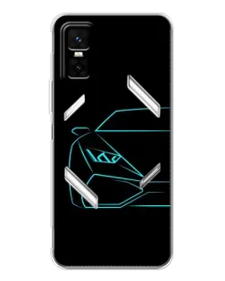 Чехол для Infinix GT 30 Pro с картинкой «Голубой силуэт Lamborghini»