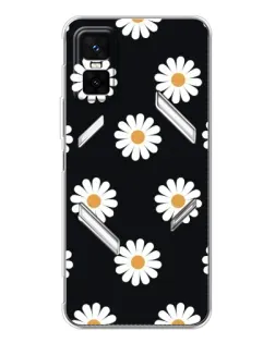 Чехол для Infinix GT 30 Pro с картинкой «Ромашки на черном»