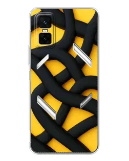 Чехол для Infinix GT 30 Pro с картинкой «Черное желтое переплетение»